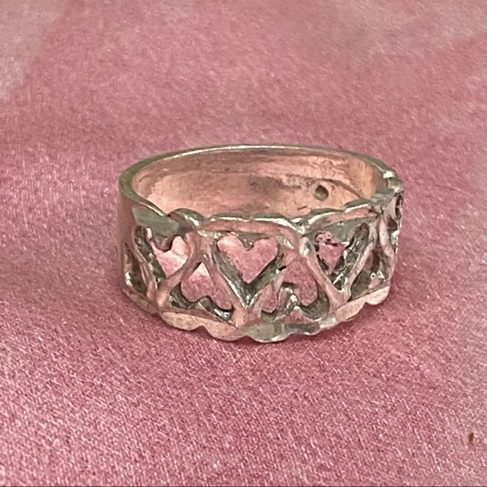 VINTAGE Silver Heart Handmade Die Cut Ring